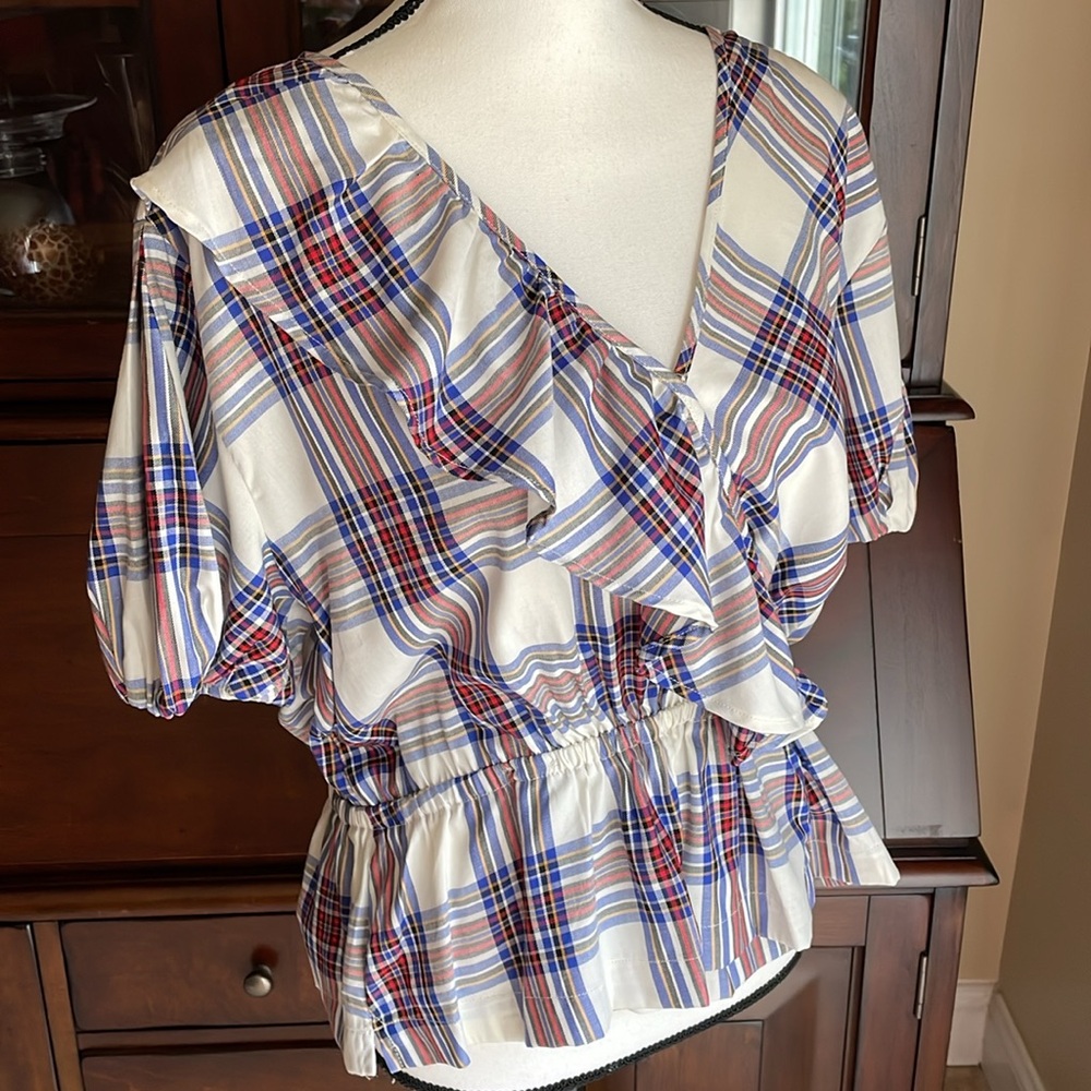 NWT Free Assembly Plaid Ruffle Top L - Picture 10 of 13